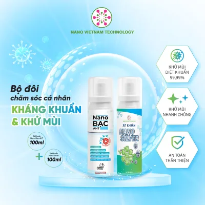 Combo chăm sóc cá nhân Nano Bạc AHT - Xịt diệt khuẩn tay chân, khử mùi cơ thể, đồ dùng, giày dép - Không cồn, thân thiện