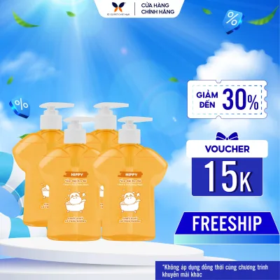 Combo of 4 Hippy Baby Shampoo and Shower Gel with Betel Leaf Extract 370ml – Gentle, Cleans Heat Rash, Safe for Sensitive Skin