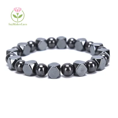 Vòng Tay Chuỗi Hạt Đá Hematite Đen Từ Tính Chăm Sóc Sức Khỏe Cho Nam