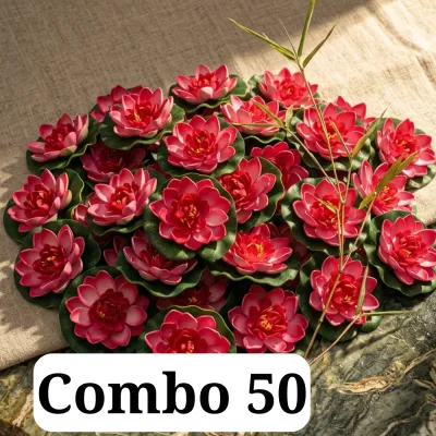 Combo of 50 Artificial Lotus Flowers Floating in the Aquarium for Vivid Waterfall Landscape Decoration