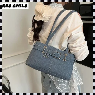 SEA AMILA Túi Xách Tay Thời Trang Túi Xách Tay Đơn Giản Thiết Kế Denim