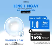 Lens cận trong suốt 1 ngày VIVIMOON Vivimedi, kính áp tròng khóa ẩm (Giá 01 chiếc/01 bên mắt - x2 để chọn 01 đôi)