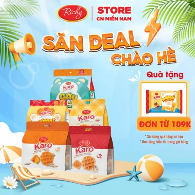 Combo 5 bịch bánh Karo chà bông sợi gà, Bánh ăn sáng, Bánh kẹo Richy, HSD 45 ngày