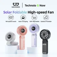 Quạt Goojodoq 4000mAh tốc độ cao Năng lượng mặt trời Quạt cầm tay Turbo100 Gear Wind có thể gập lại