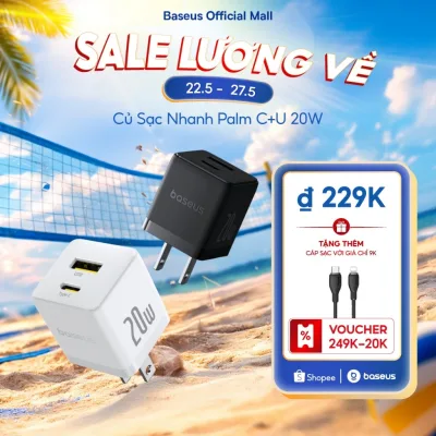 Bộ sạc Baseus cổng loại C/PD 20W hỗ trợ sạc nhanh