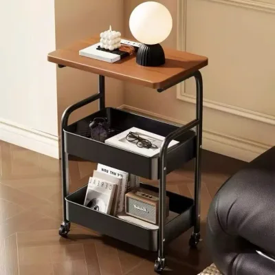 Kệ Để Đồ Đa Năng PTLUXURY 3 Tầng Mặt Gỗ Sơn Tĩnh Điện , Bánh Xe Di Chuyển Linh Hoạt