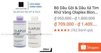 Bộ Dầu Gội & Dầu Xả Tím Khử Vàng Olaplex Blonde Enhancer Toning Shampoo No.4P & Olaplex No.5 Chính Hãng