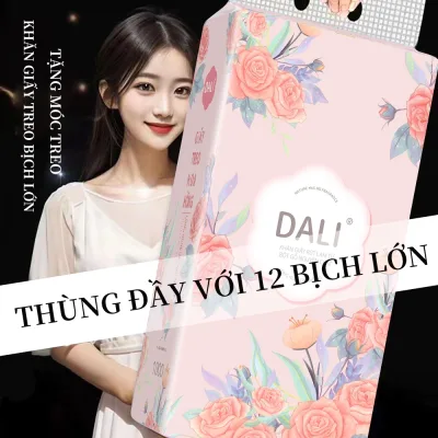 Thùng 12 bịch lớn khăn giấy DALI tissue 4 Lớp Mềm Mại Và Thoải Mái 175*130mm Giấy Vệ sinh le tissue ( Tặng 6 Móc Treo)