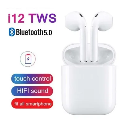 Tai Nghe Không Dây i12 TWS Bluetooth 5.0 Dynamic 2-4h pin 12 tháng bảo hành Cho iPhone Huawei Xiaomi Samsung Tất Cả Điện Thoại Thông Minh Hộp Sạc Đen Cảm Ứng Stereo