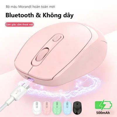 Chuột Không Dây Bluetooth 2.4G Sạc USB - Chuột Văn Phòng Im Lặng, Cầm Tay Thoải Mái, Chống Trượt