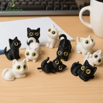 Gutgojo GUTGOJO Halloween Cat Anime Hình, PLA Thủ Công 3D In Hình Mèo Đồ Chơi, Tượng Vịt Chết Mô Hình Sưu Tập Búp Bê Vui Nhộn Mèo Con Phong Cảnh Vi Mô Thủ Công Trang Trí Máy Tính Để Bàn