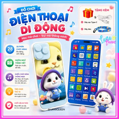 Điện Thoại Đồ Chơi Trẻ Em Thông Minh Tiếng Việt 28 Phím Bài Hát Thiếu Nhi Nhạc Ru Ngủ Đèn Led - Đồ Chơi Giáo Dục Sớm