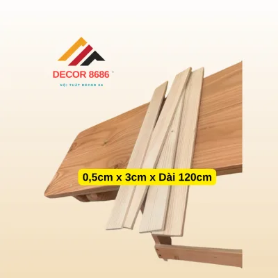 Thanh Nan Gỗ Thông Mỏng 0,5cm x Rộng 3cm x Dài 120cm, Gỗ Thông Xẻ Nan Gia Công Mịn 4 Mặt, Trang Trí Nội Thất Decor, DIY