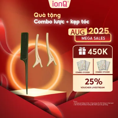 Lược và kẹp tóc khi mua Máy uốn tóc làm xoăn tự động 5in1 ionQ Wavy Pro 3 đầu uốn 40mm, 32mm, 28mm 1 đầu lược chải thẳng và 1 đàu uốn hippie chăm sóc bảo vệ tóc suôn mượt
