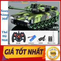 Xe Tăng Điều Khiển Từ Xa Chạy Bánh Xích, Nòng Xoay 360 Độ, Giật Khi Bắn, Sử Dụng Pin Sạc