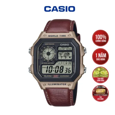 Casio Timeless Ae-1200Whl-5Avdf Watch Leather Strap, 100m Water Resistant - Genuine Product
