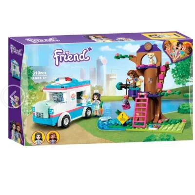 Tương thích với LEGO Friends Series 41445 Phòng khám thú cưng Xe cứu thương Đồ chơi lắp ráp cho bé gái 60012