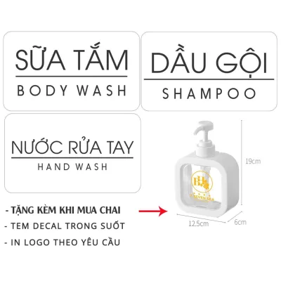 In Tem Nhãn theo yêu Logo decal trong suốt dán chai chiết đựng dầu gội sữa tắm bóc dán tiện lợi chống nước BABO