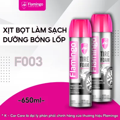 Xịt Bọt Làm Sạch Dưỡng Bóng Lốp Xe Flamingo F003 650ml – Sạch Nhanh, Bóng Đều, Bảo Vệ Cao Su