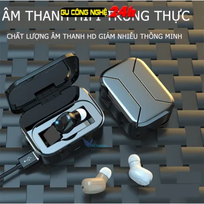 Tai Nghe Bluetooth Mini Y01 Kèm Dock Sạc Dung Lượng Khủng Sạc Luôn Cho Thiết Bị Di Động -Dc3944
