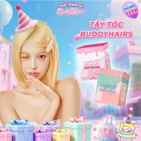 Thuốc tẩy tóc an toàn không độc hại buddyhairs tặng kèm găng tay , mũ trùm tiện lợi.