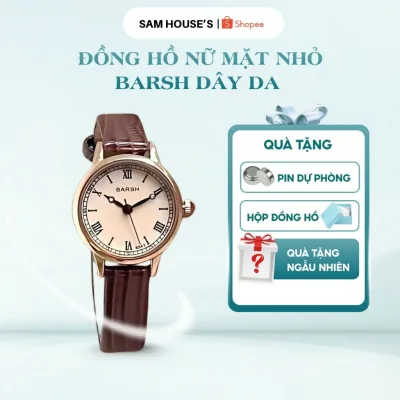Đồng hồ nữ mặt nhỏ BARSH dây da mềm thời trang nữ Hàn Quốc