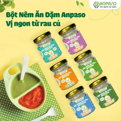 Hạt Nêm Cho Bé Ăn Dặm Anpaso - Gia vị ăn dặm cho bé vị Rau Củ, Nấm Hương, Rong Biển, Cà rốt (2)