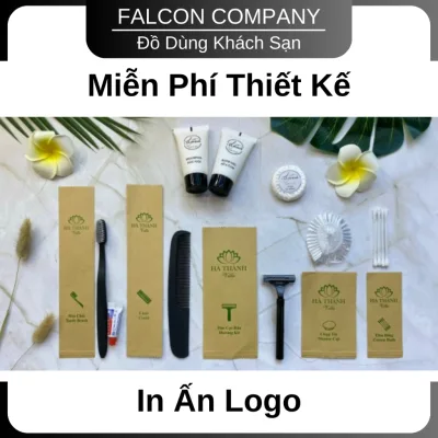 Bộ amenities, Bộ tiêu hao phòng tắm đen mờ đóng túi giấy kraft nâu thân thiện môi trường đẹp keng