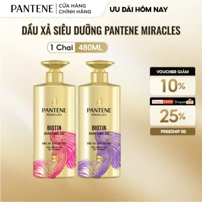 Dầu Xả Siêu Dưỡng PANTENE Miracles Ngăn Rụng Tóc Biotin/ Phục Hồi Hư Tổn Collagen - Chai 480ML