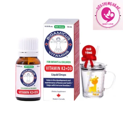 Bioamicus Vitamin D3 K2 MK7 Tăng Hệ Miễn Dịch Chắc Khỏe Xương Cho Bé Từ Sơ Sinh chai 10ml