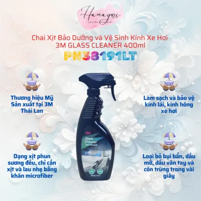 3M_Chai Xịt Bảo Dưỡng Và Vệ Sinh Kính Xe Hơi 3M PN38191LT GLASS CLEANER (Dung tích 400ml) - Hàng Chính Hãng