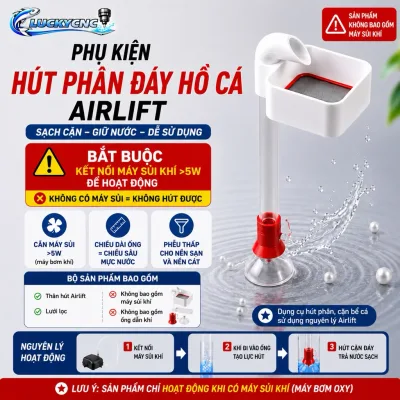 Phụ kiện hút phân đáy bể cá bằng ống airlift (CHƯA GỒM MÁY SỦI), khay vuông 68mm