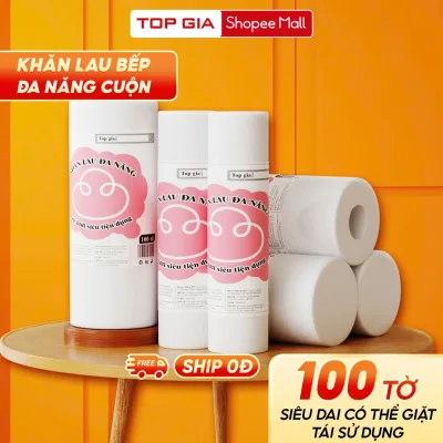 Khăn Lau Bếp Đa Năng Cuộn 100 tờ Top Gia Siêu Dai Có Thể Giặt Tái Sử Dụng