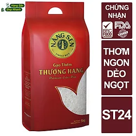 Gạo Thơm Thượng Hạng Nàng Sen 5kg - Thơm ngon dẻo nhiều - Chuẩn nhà hàng 5 sao