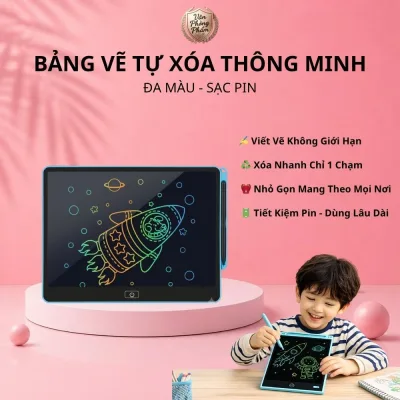 Bảng Vẽ LCD 20 inch Đa Màu – Màn Hình Lớn – Bản Sạc Pin – Viết Vẽ Mượt Cho Bé Học Tập