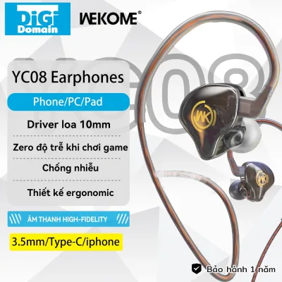DiGi Domain Tai Nghe WEKOME Chính Hãng Có Dây 1.2m Hi-Fi Bass Thể Thao Có Micro Nghe Nhạc Chơi Game YC08