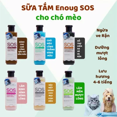 Sữa tắm Enoug SOS cho chó, sữa tắm SOS chó thơm lâu ngừa ve rận dưỡng mượt lông 530ml