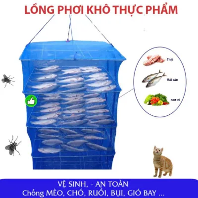 Lồng Phơi Thực Phẩm Phơi Cá Khô Chống Ruồi Muỗi,Côn Trùng Bằng Lưới PE Gấp Xếp Treo Đa Năng Dễ Dàng Vệ Sinh,Thu Gọn