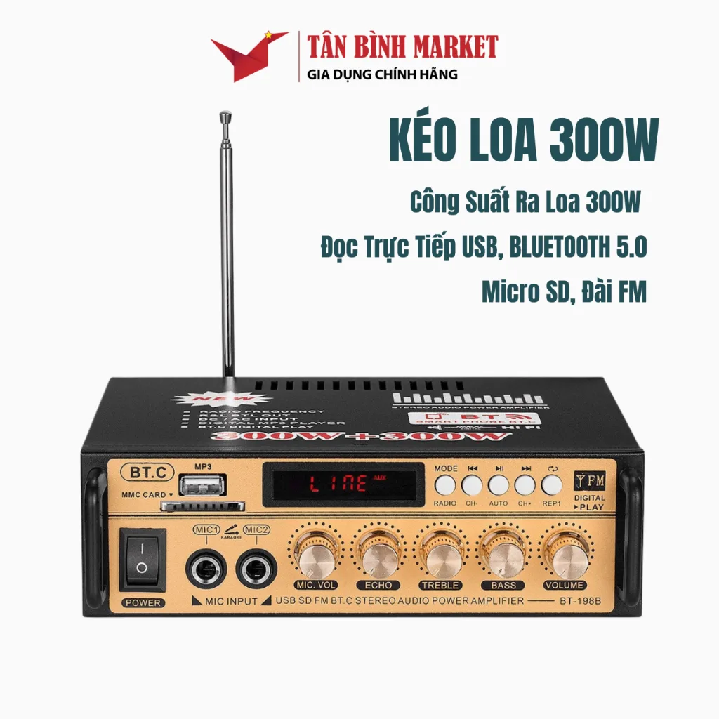 amply, âm ly karaoke, amply mini - amly Mini Bluetooth BT-298A Công Suất 2 Kênh 600W, Vang cơ Tự Động Lọc Nhiễu Và Tạp Âm, Âm Thanh Chuyên Nghiệp, Công Nghệ Hiện Đại Tiện Lợi Bảo Hành 12 Tháng