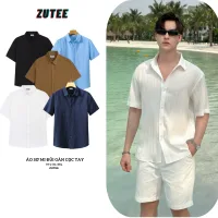 Áo Sơ Mi Nam Đũi Gân Cộc Tay ZUTEE Vải Đũi Cổ Bẻ Thoáng Mát, Form Regular, Sơ Mi Cộc Tay Basic