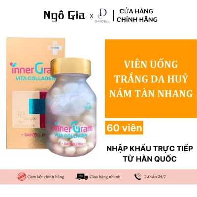 Viên Uống Nám Tàn Nhang, Trắng Da, Cấp Nước, Thơm Cơ Thể Daycell Inner Gram Vita Collagen hộp 60 viên