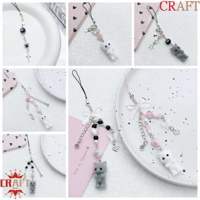 CRAFT Đổ Dây Điện Thoại Mèo, Dây Đeo Điện Thoại Móc Khóa 3D Mèo Con Dây Điện Thoại Di Động, Vòng Chìa Khóa Ô Tô Chống Mất Y2K Mèo Hàn Quốc Điện Thoại Quyến Rũ Món Quà Trang Sức