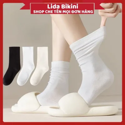 Tất Nữ Cao Cổ, Tất Nam Nữ Cổ Cao Phong Cách Hàn Quốc Chất Cotton Thoáng Mát LIDA Mã T08