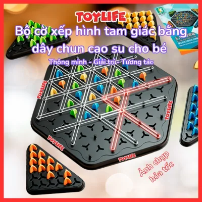 Bộ cờ xếp hình tam giác bằng dây chun cao su cho bé cờ chuỗi tam giác cờ xích đồ chơi xếp hình logic cho trẻ em TOYLIFE