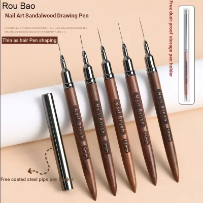 Rou Bảo Móng Tay Gỗ Đàn Hương Ống Kim Cực Kỳ Vẽ Bàn Chải Vẽ Dòng Móng Tay Nghệ Thuật DIY Dụng Cụ