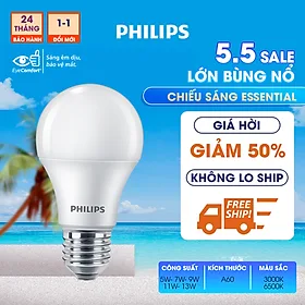 Bóng Philips LED bulb Essential E27 (5W,7W,9W,11W,13W) - E27 (3000K/6500K)