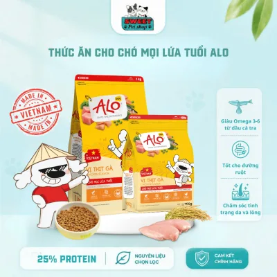 Thức ăn hạt cho chó mọi lứa tuổi ALO thức ăn Việt Năm công nghệ Thuỵ Sĩ
