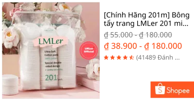 [Chính Hãng 201m] Bông tẩy trang LMLer 201 miếng cotton tự nhiên mềm mịn P0642