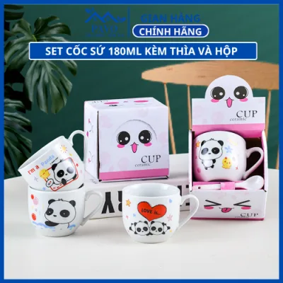 Bộ Ly Sứ Kèm Thìa Họa Tiết Dễ Thương Thiết Kế Nhỏ Gọn Phù Hợp Làm Quà Tặng Cốc Sứ Cao Cấp Dễ Vệ Sinh