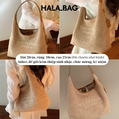 Túi đeo chéo đeo vai nữ tote dệt mềm nhiều ngăn có lót HALABAG giỏ xách tay đi chơi đi biển mùa hè sang chảnh 2025 TX24